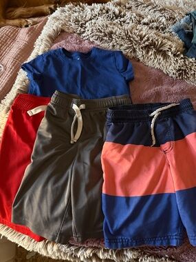 Carter's Boys' Red, Olive, Navy & Coral Stripe Pull-On Shorts